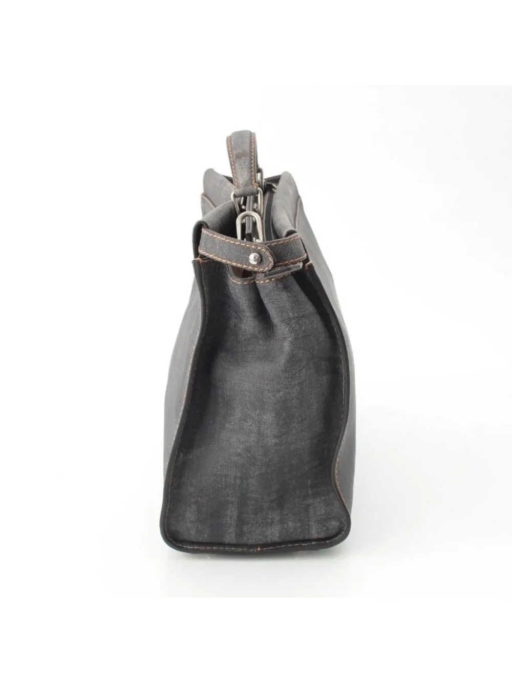 Fendi Peekaboo Leather 2-Way Shoulder Business Bag Indigo